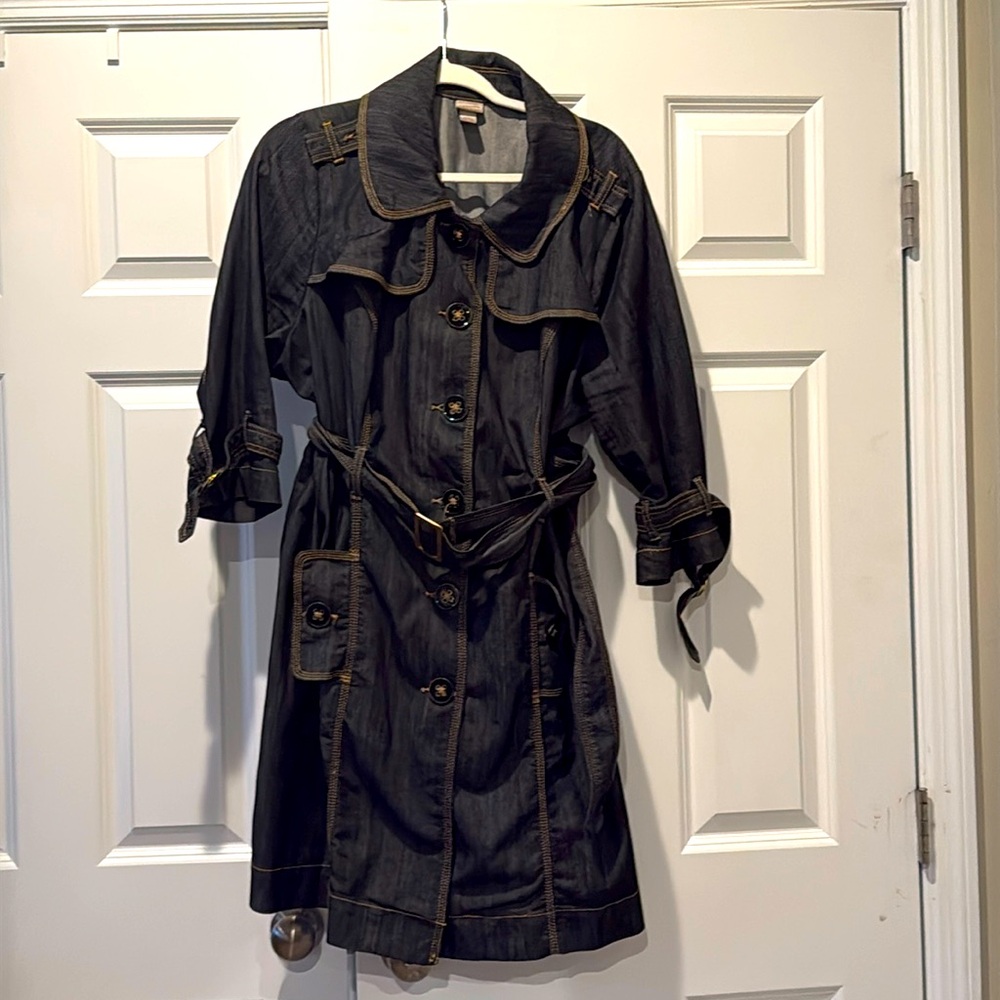 Denim trench coat unlined